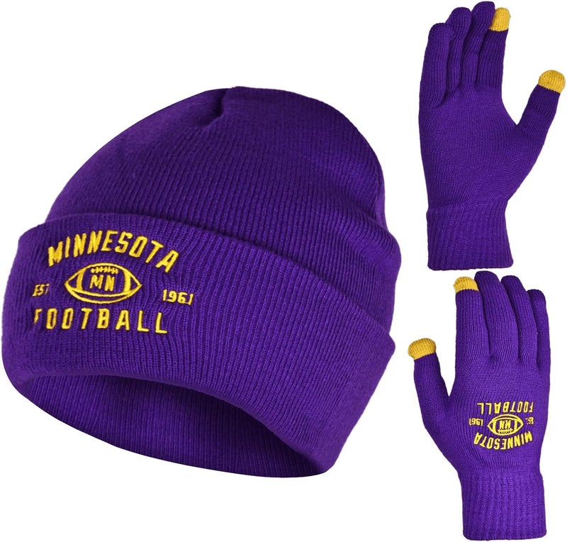 mtstaowe Vintage Classic Skull Cap Embroidery Beanie Fasion Hat Cuffed Winter Hat Knit Comes with Warm Gloves Gifts for Men Women Fans - Image 1